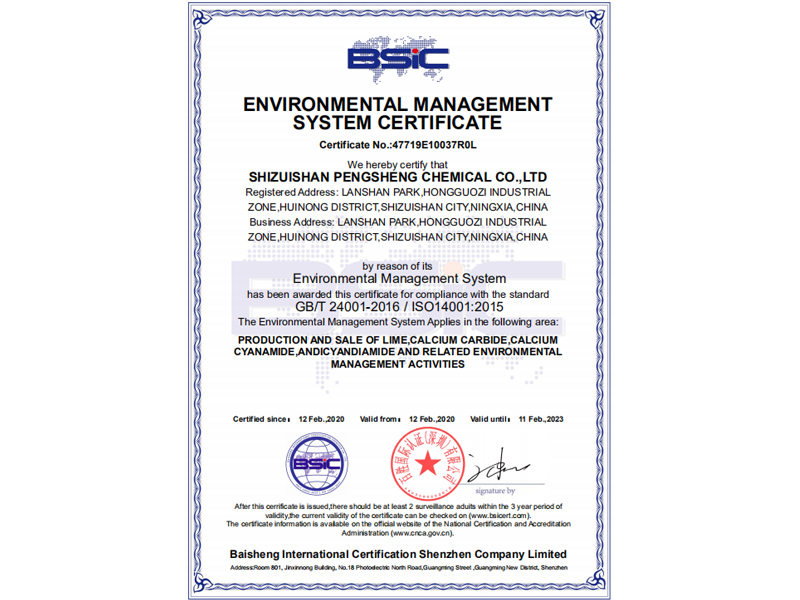 Environmental management system certification