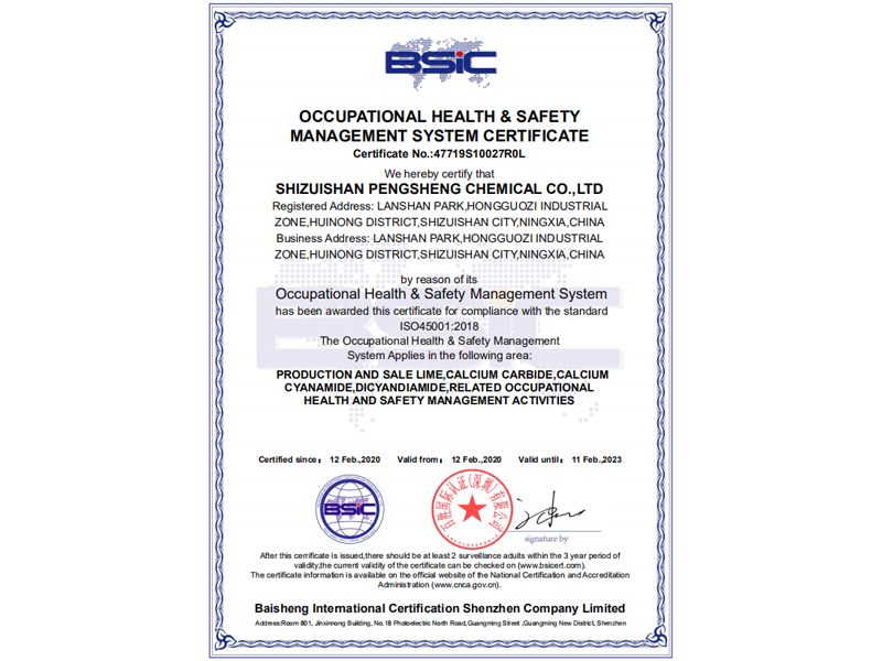 Occupational health and safety management system certificate